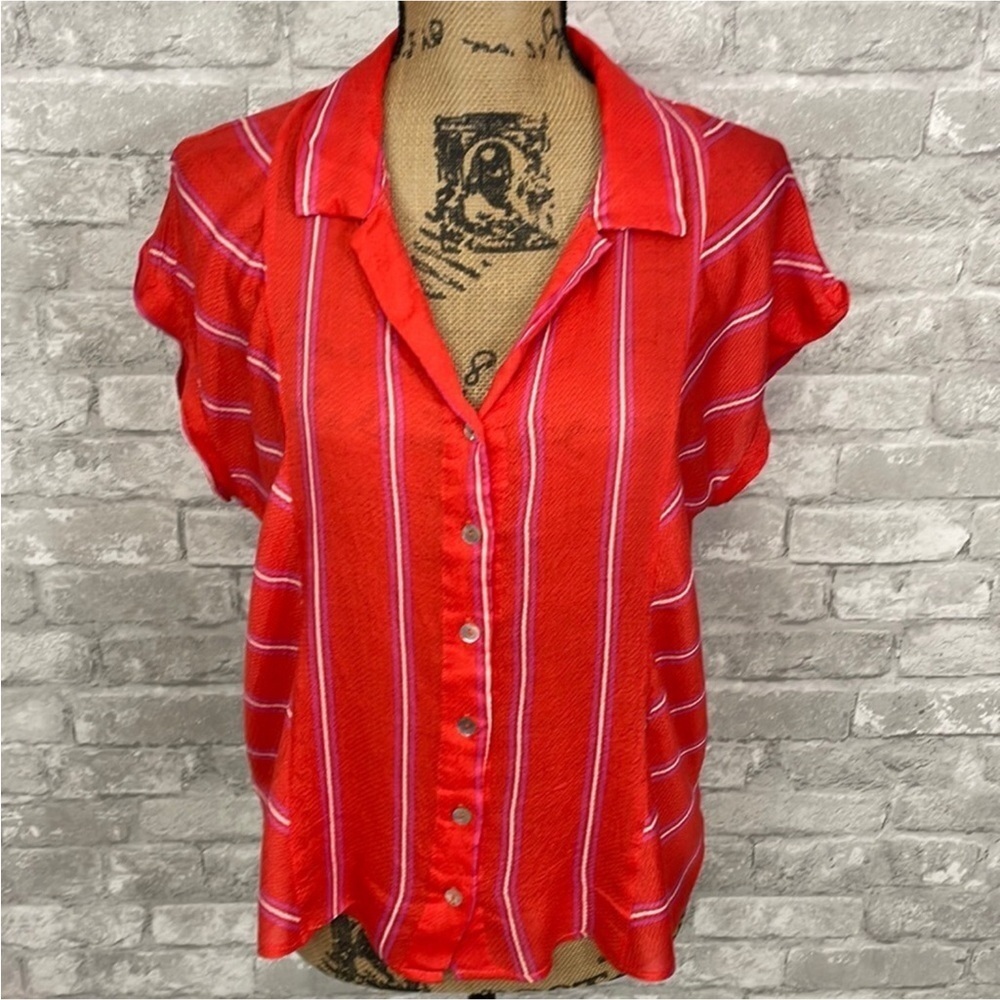 BTFL-Life Button Down Stripe Top
